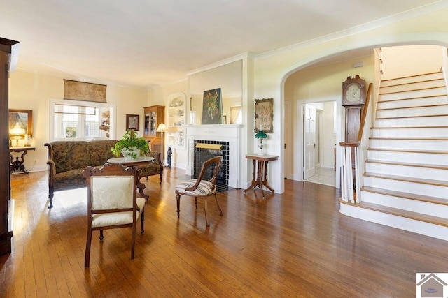 living room with hardwood / wood-style flooring