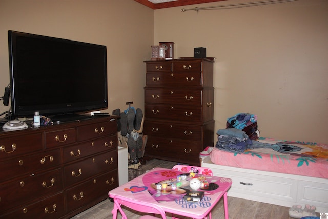 bedroom with hardwood / wood-style flooring