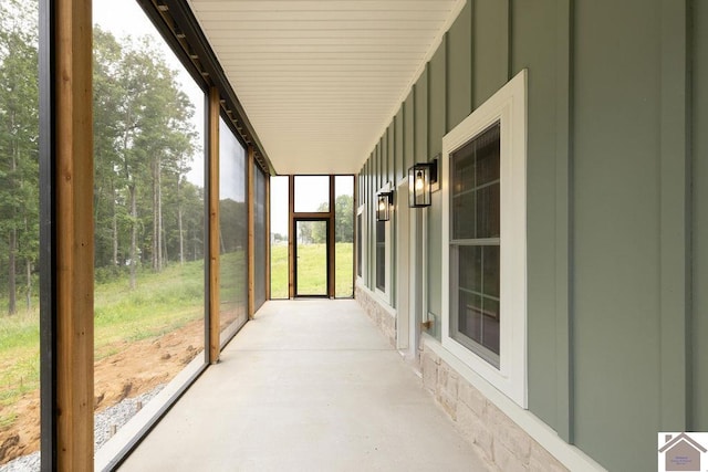 view of unfurnished sunroom