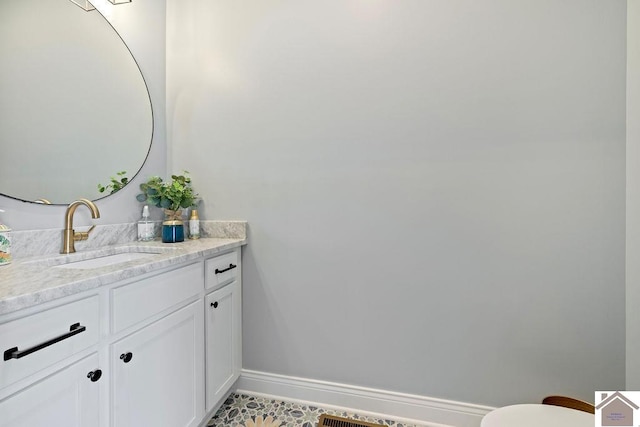 bathroom with tile patterned flooring, toilet, and vanity