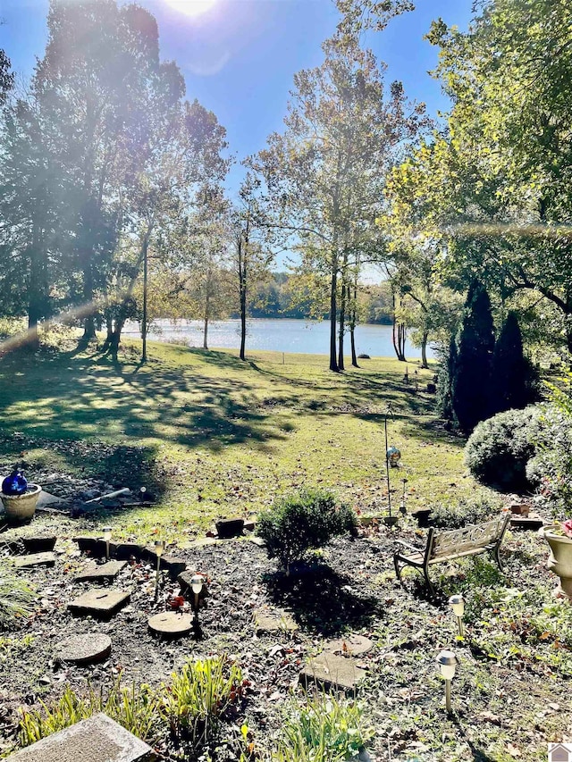 view of yard featuring a water view