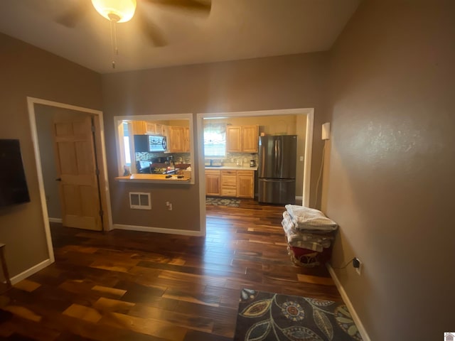 interior space with dark wood-type flooring