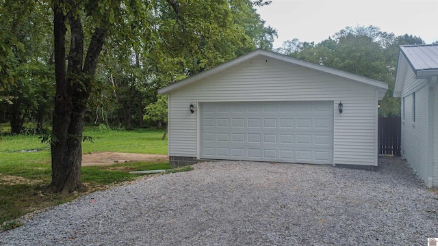 view of detached garage