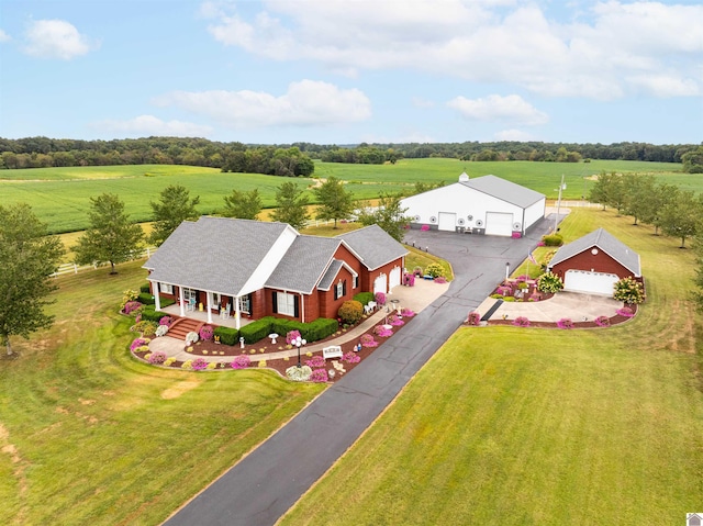 drone / aerial view featuring a rural view