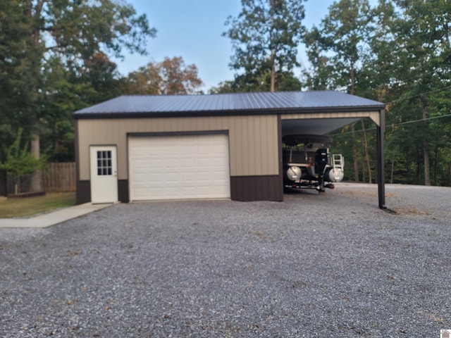 garage with a carport