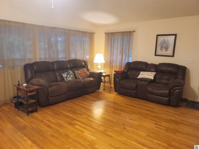 living room with light wood-type flooring