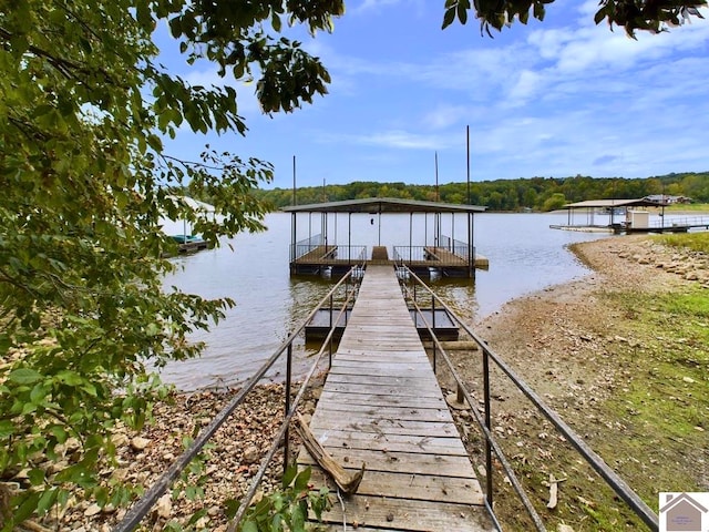 view of dock featuring a water view