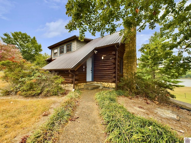 view of log home