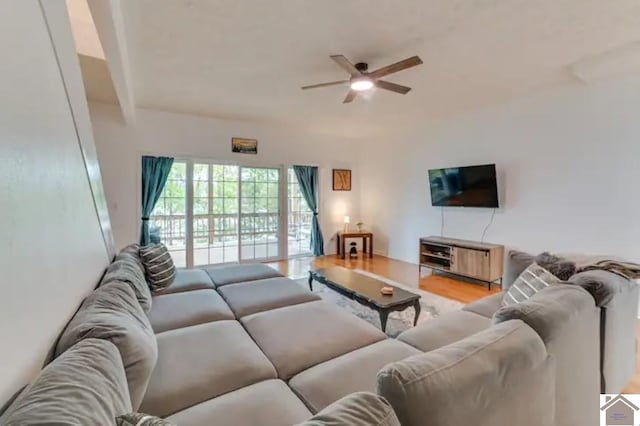 354 Sassafrass Rd, Cadiz, KY 42211 - living room featuring ceiling fan and wood finished floors