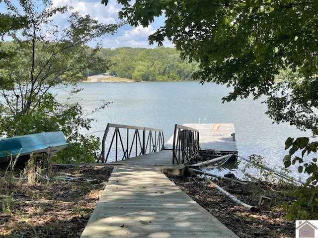 view of dock featuring a water view