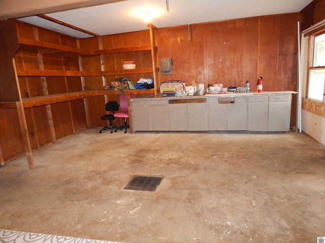 garage with wooden walls