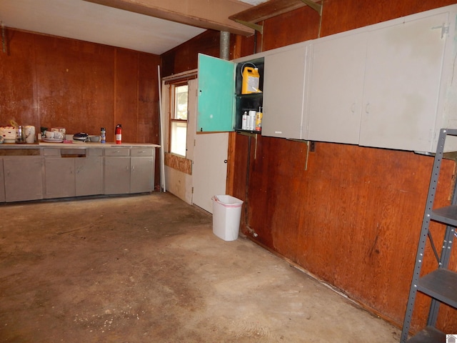 garage with wooden walls