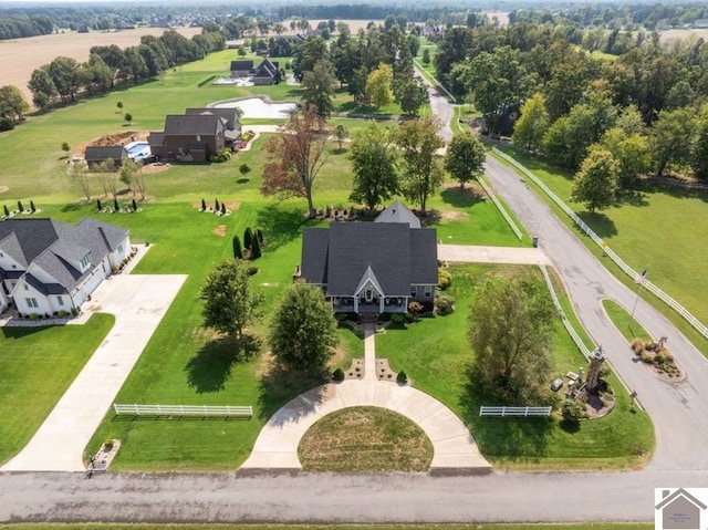 aerial view featuring a rural view