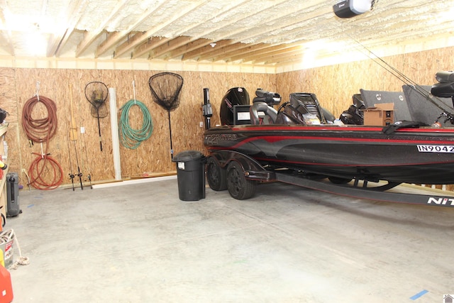 garage with a garage door opener