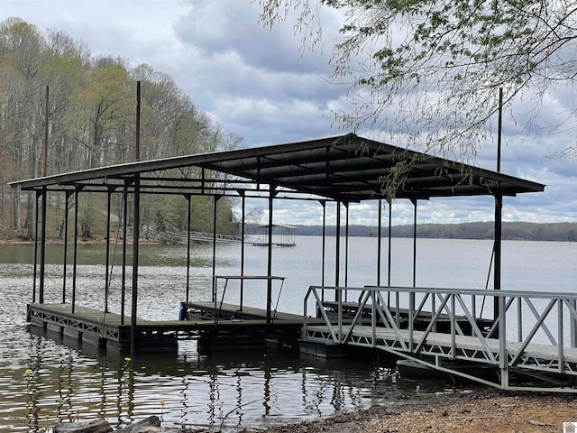 view of dock featuring a water view