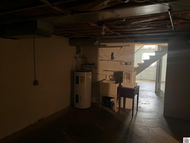 basement with water heater