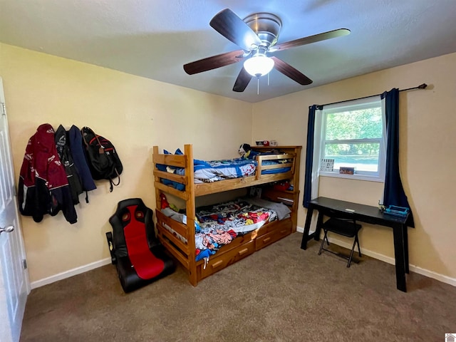 bedroom with carpet and ceiling fan