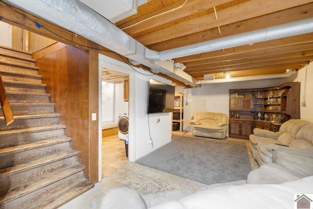 basement featuring washer / dryer