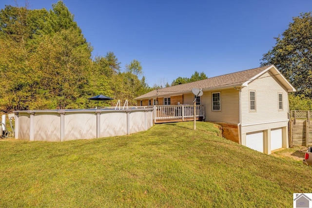 exterior space featuring a swimming pool side deck