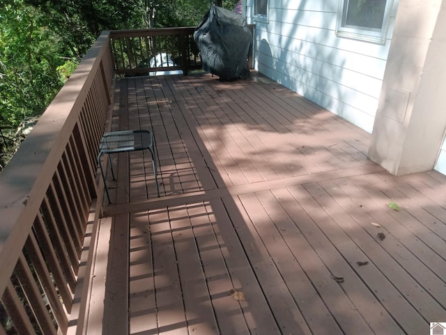 deck with a grill