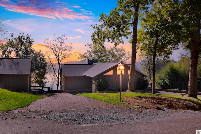 view of property exterior at dusk