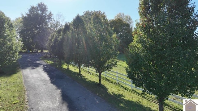 view of road with a rural view