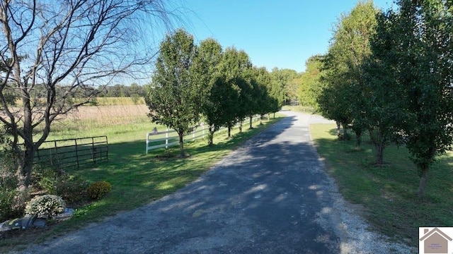 view of road featuring a rural view