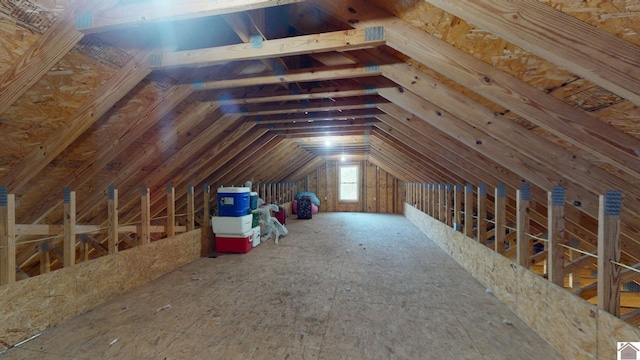 view of unfinished attic