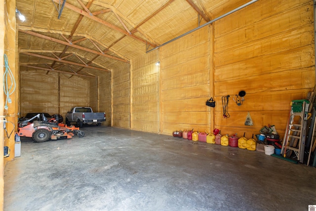 garage with wooden walls