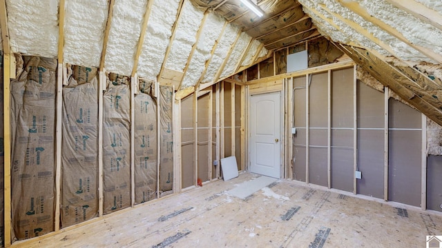 view of unfinished attic