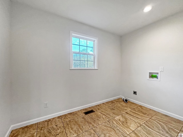 washroom with electric dryer hookup and washer hookup