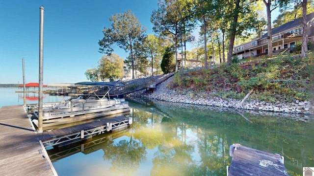 dock area featuring a water view