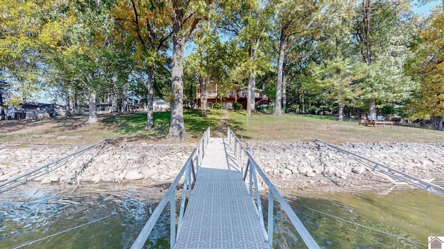 view of dock featuring a water view