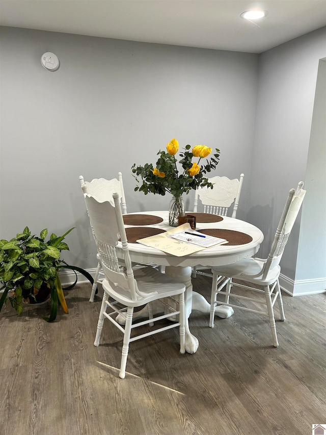 dining room with wood-type flooring