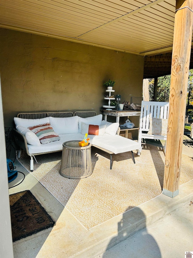 view of patio featuring an outdoor living space