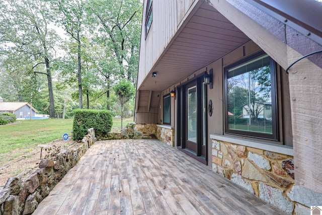 exterior space featuring a wooden deck