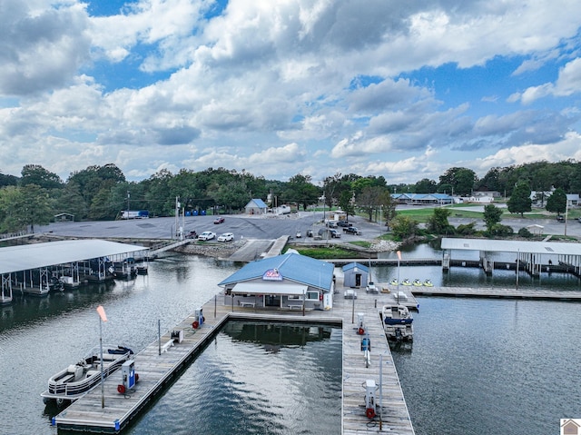 dock area featuring a water view