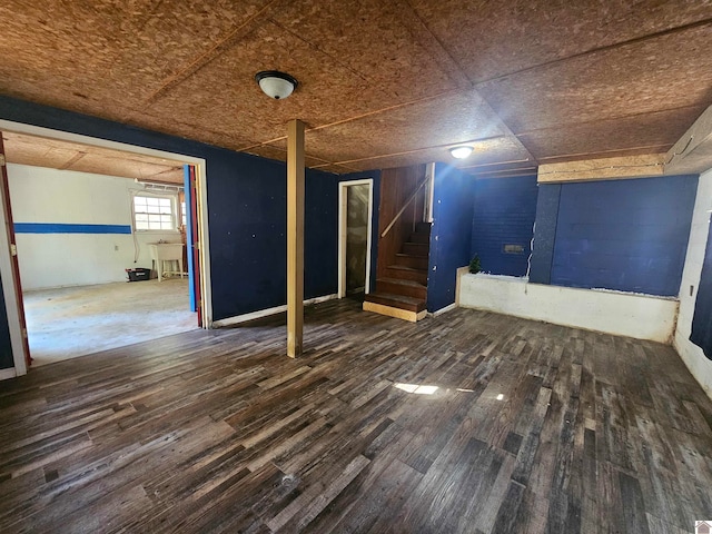 basement featuring hardwood / wood-style flooring