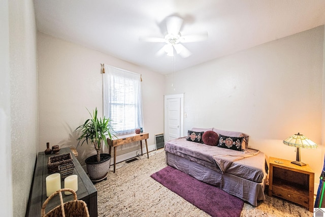 bedroom with carpet and ceiling fan