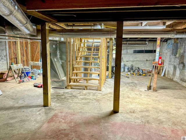 basement with electric panel