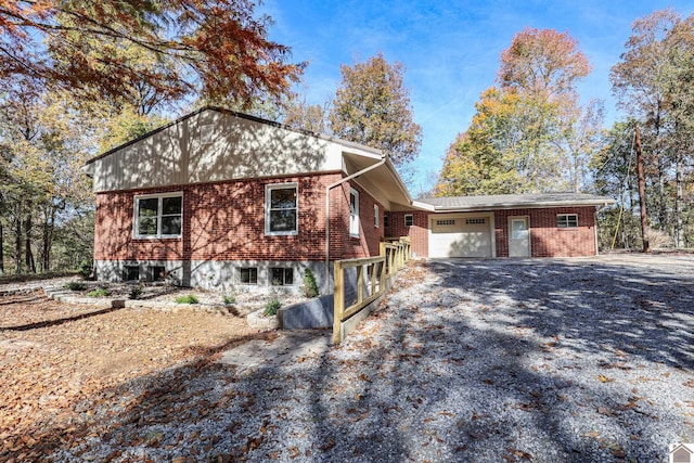 exterior space with a garage