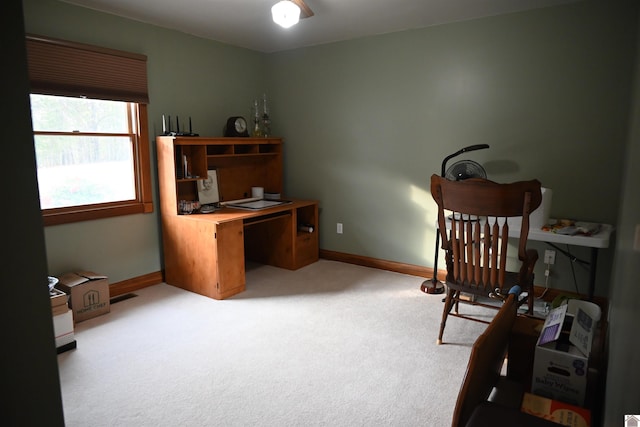 view of carpeted office space