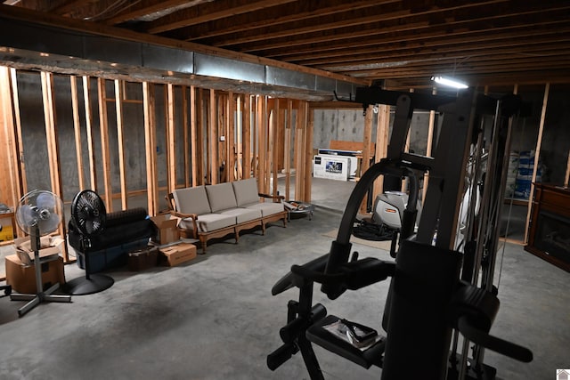 workout area featuring concrete flooring