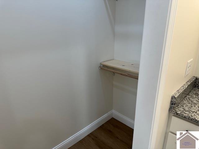 walk in closet featuring dark hardwood / wood-style floors