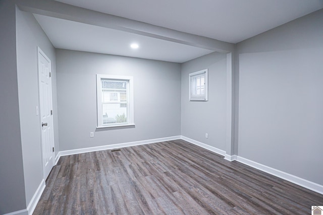 unfurnished room with a wealth of natural light and wood-type flooring