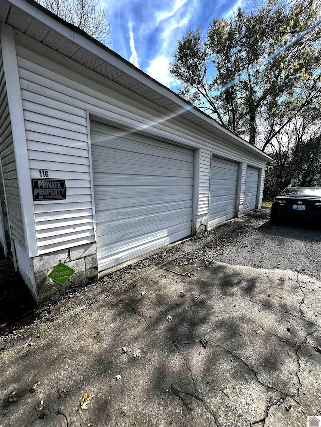 view of garage