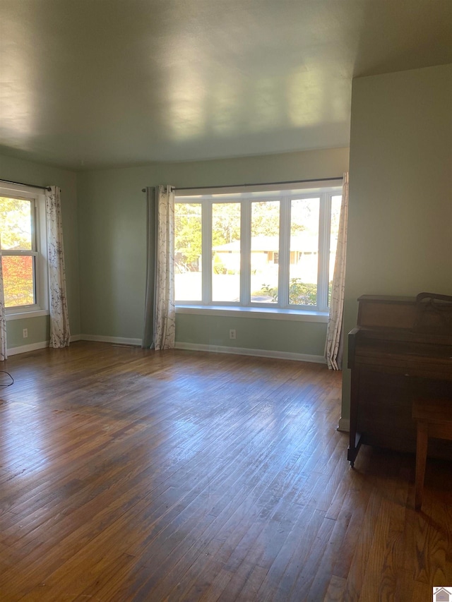 empty room featuring dark hardwood / wood-style flooring