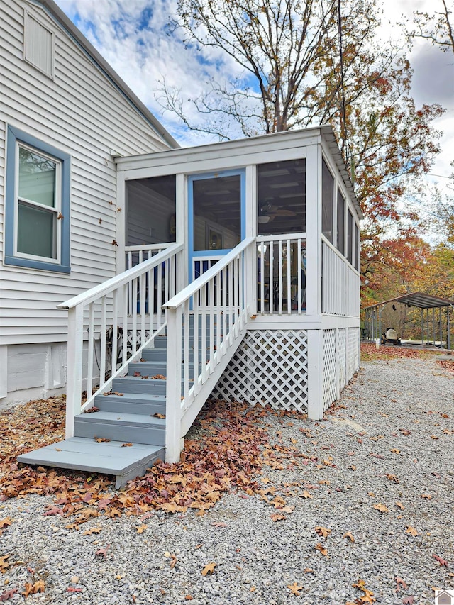 exterior space with a sunroom