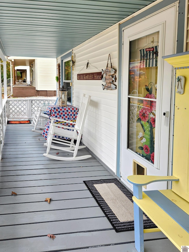 deck with a porch