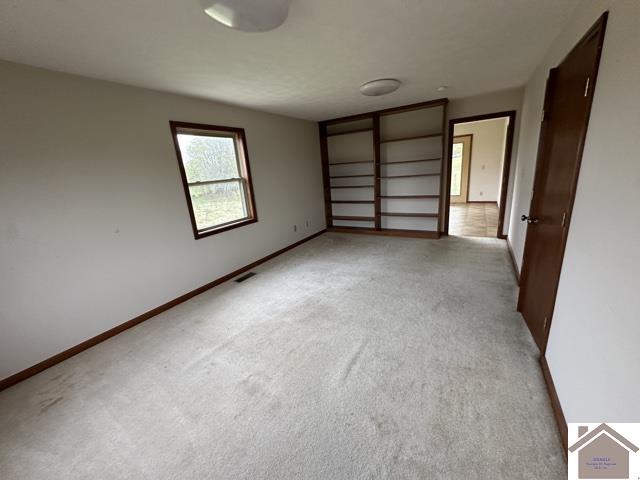 unfurnished bedroom featuring light colored carpet